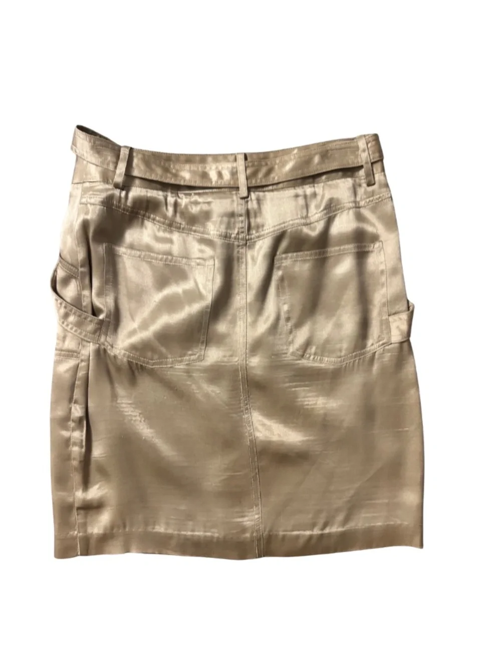 Gold Satin Cargo Mini Skirt